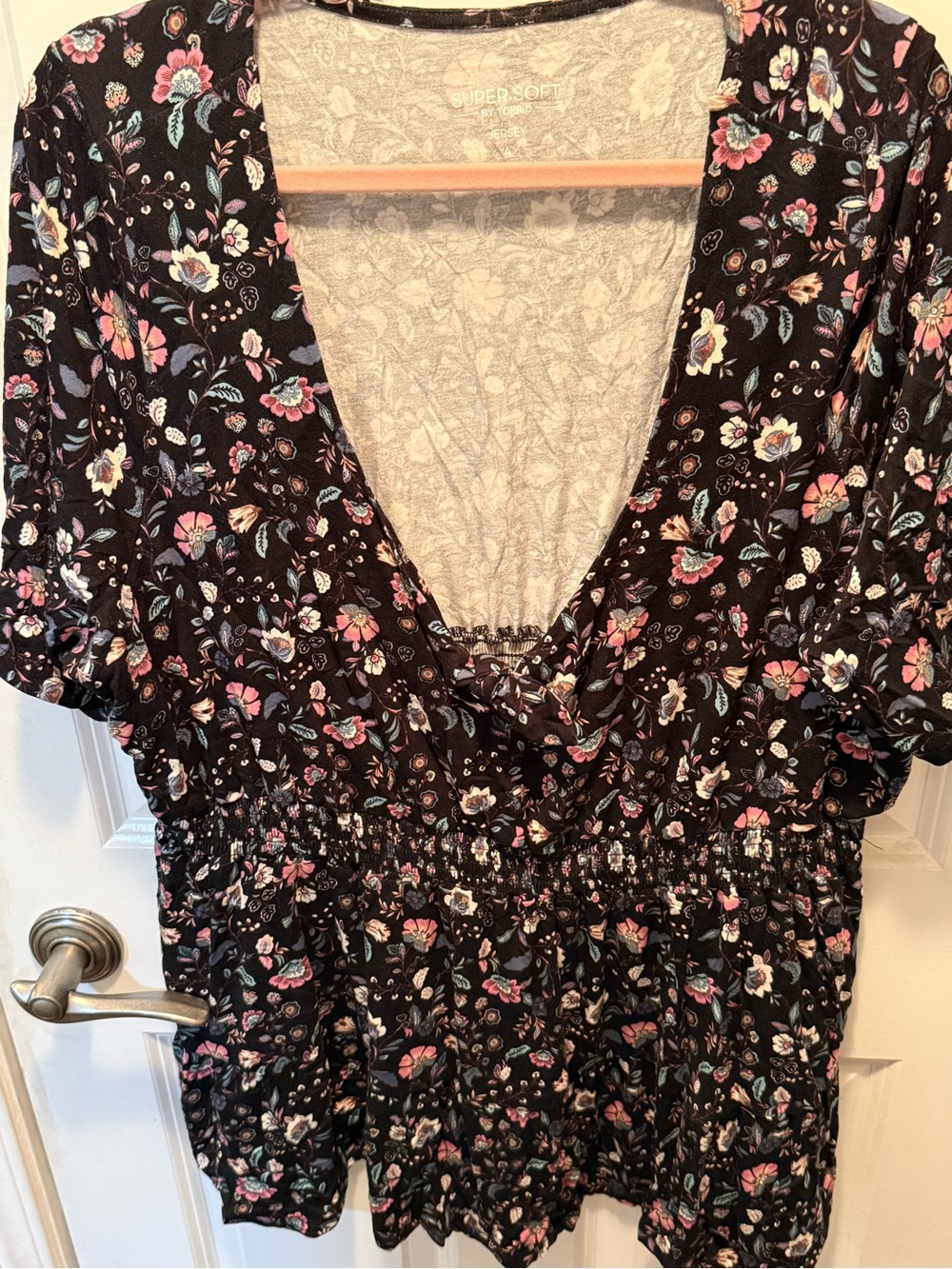 Maurices Black Floral V-Neck Tunic